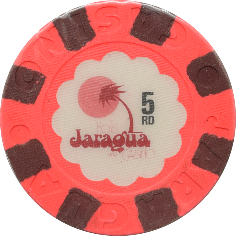 Jaragua Casino Santo Domingo Dominican Republic $5 Dk Pink Chip