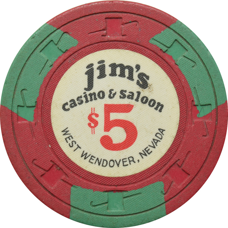 Jim's Casino Wendover Nevada $5 Chip 1970