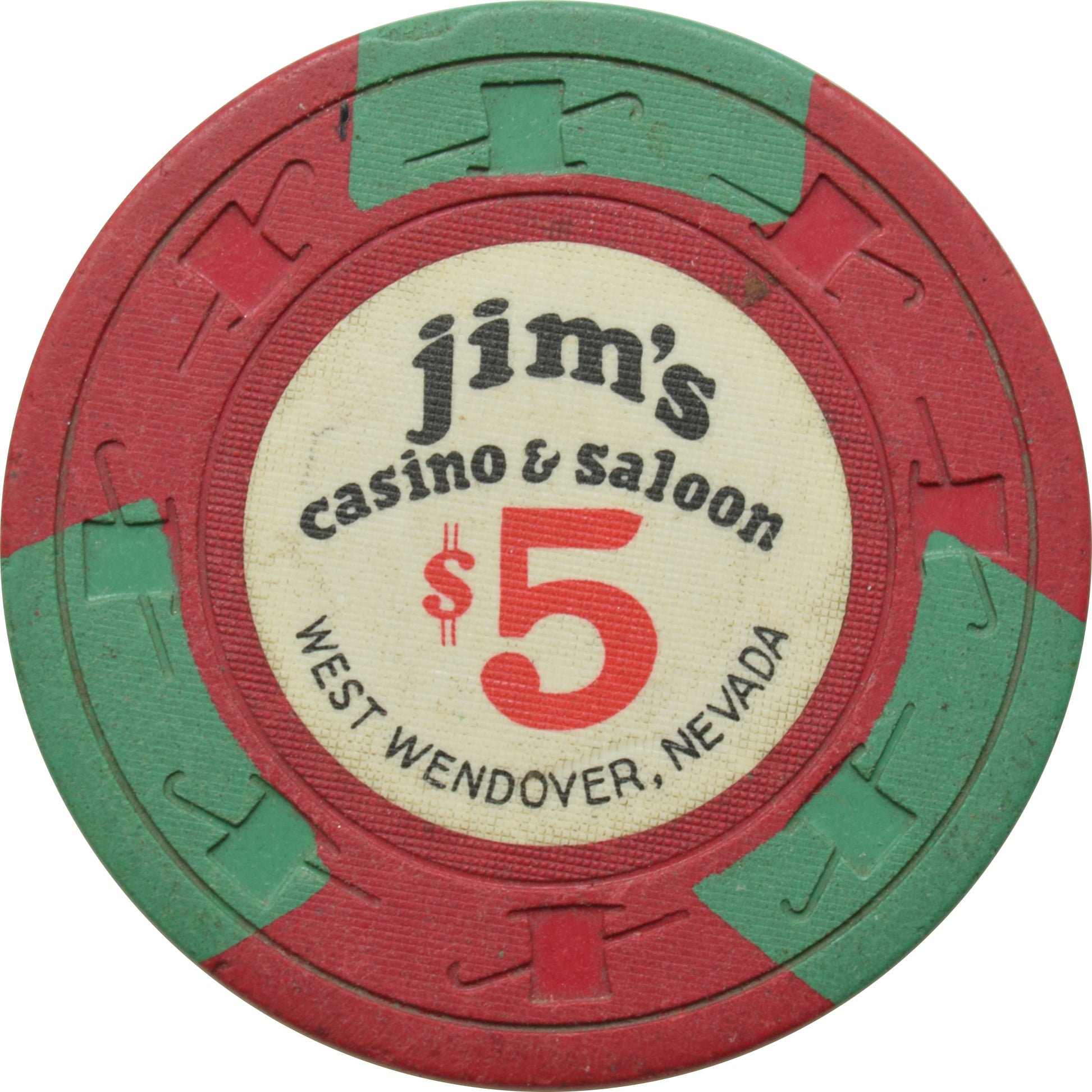 Jim's Casino Wendover Nevada $5 Chip 1970
