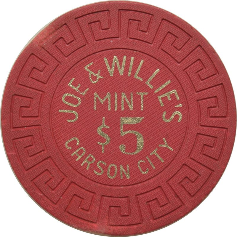 Joe & Willie's Mint Casino Carson City Nevada $5 Chip 1980