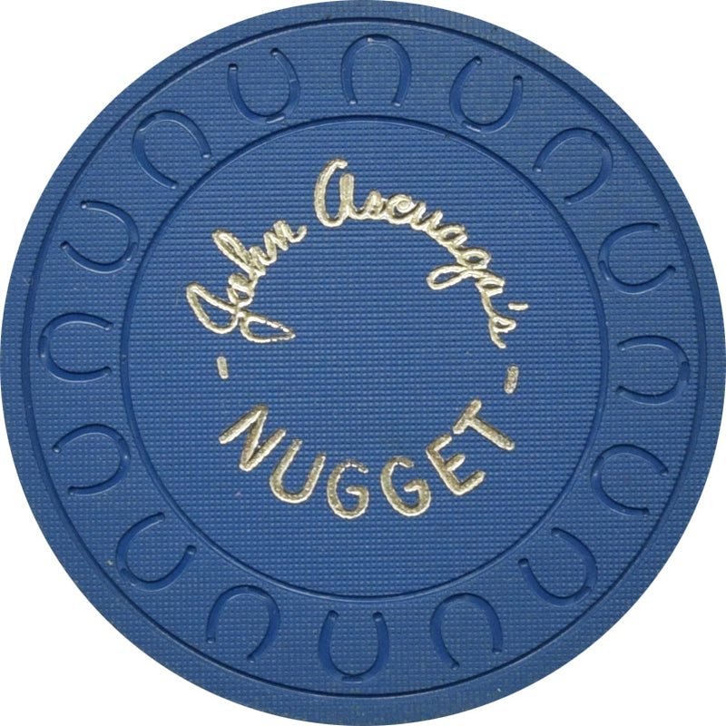 John Ascuaga's Nugget Casino Sparks Nevada Blue Roulette Chip 1970s