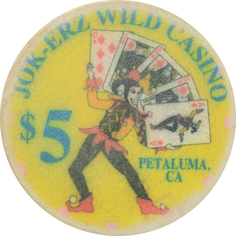 Jok-erz Wild Casino Petaluma California $5 Chip