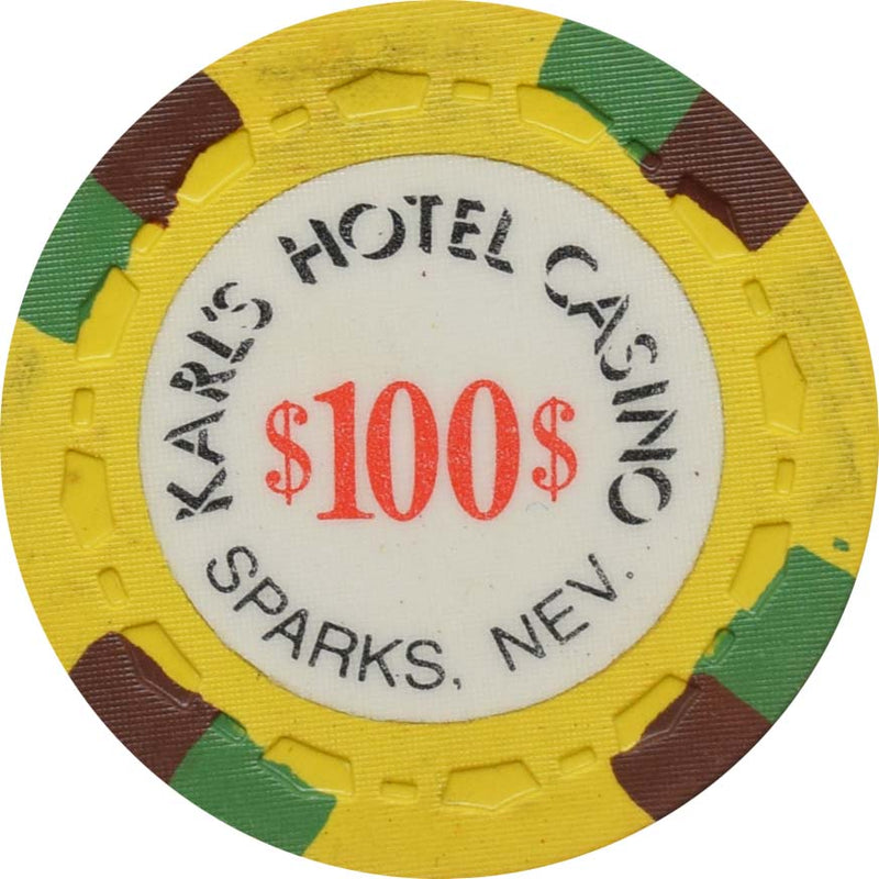 Sparks (Karl's) Silver Club Casino Sparks Nevada $100 Chip 1960s