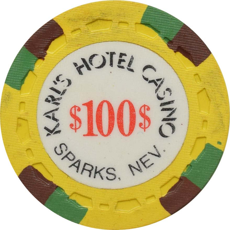 Sparks (Karl's) Silver Club Casino Sparks Nevada $100 Chip 1960s