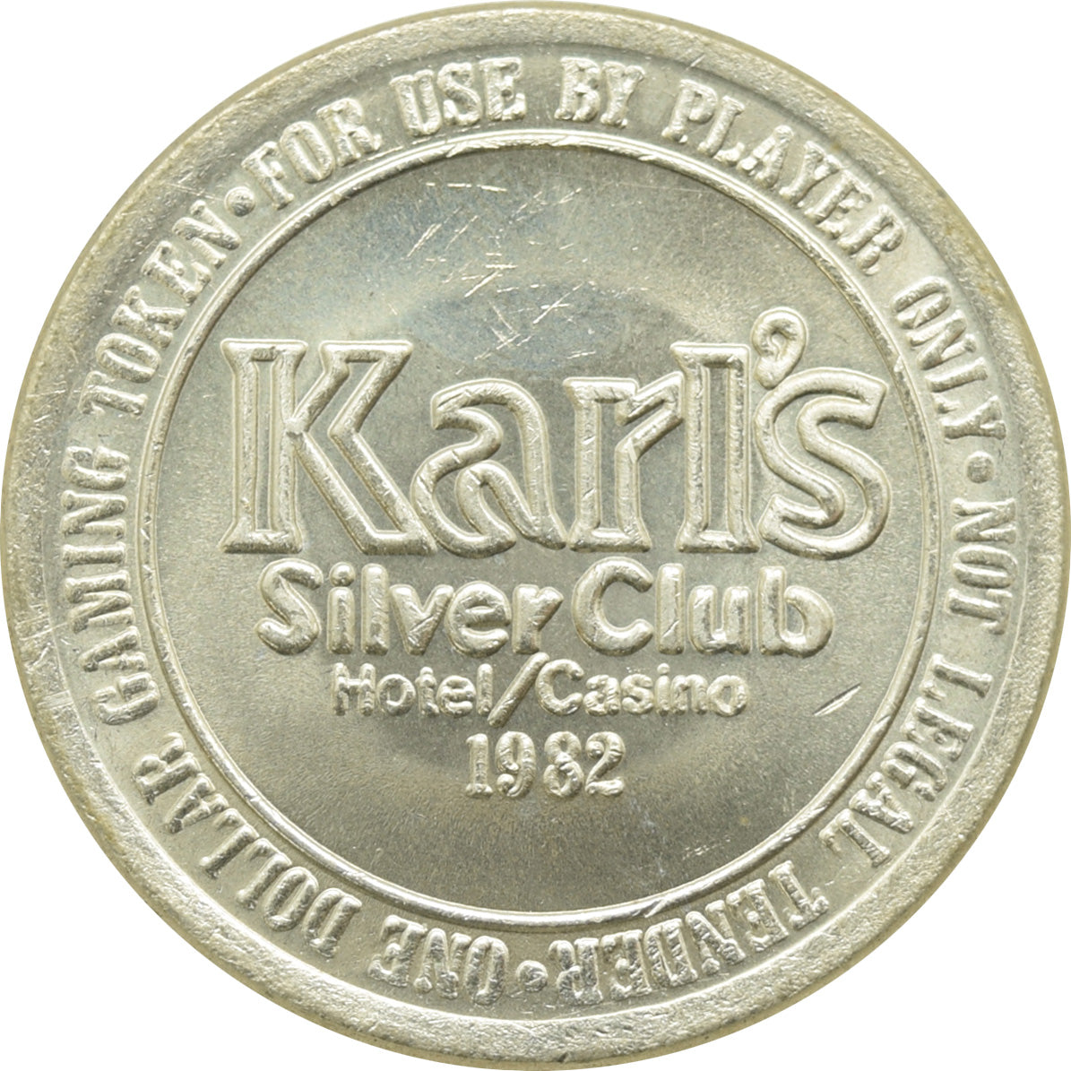 Karl's Silver Club Casino Sparks NV $1 Token 1982