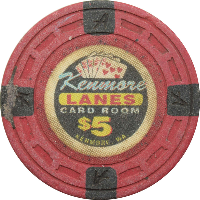 Kenmore Lanes Card Room Casino Kenmore Washington $5 Chip
