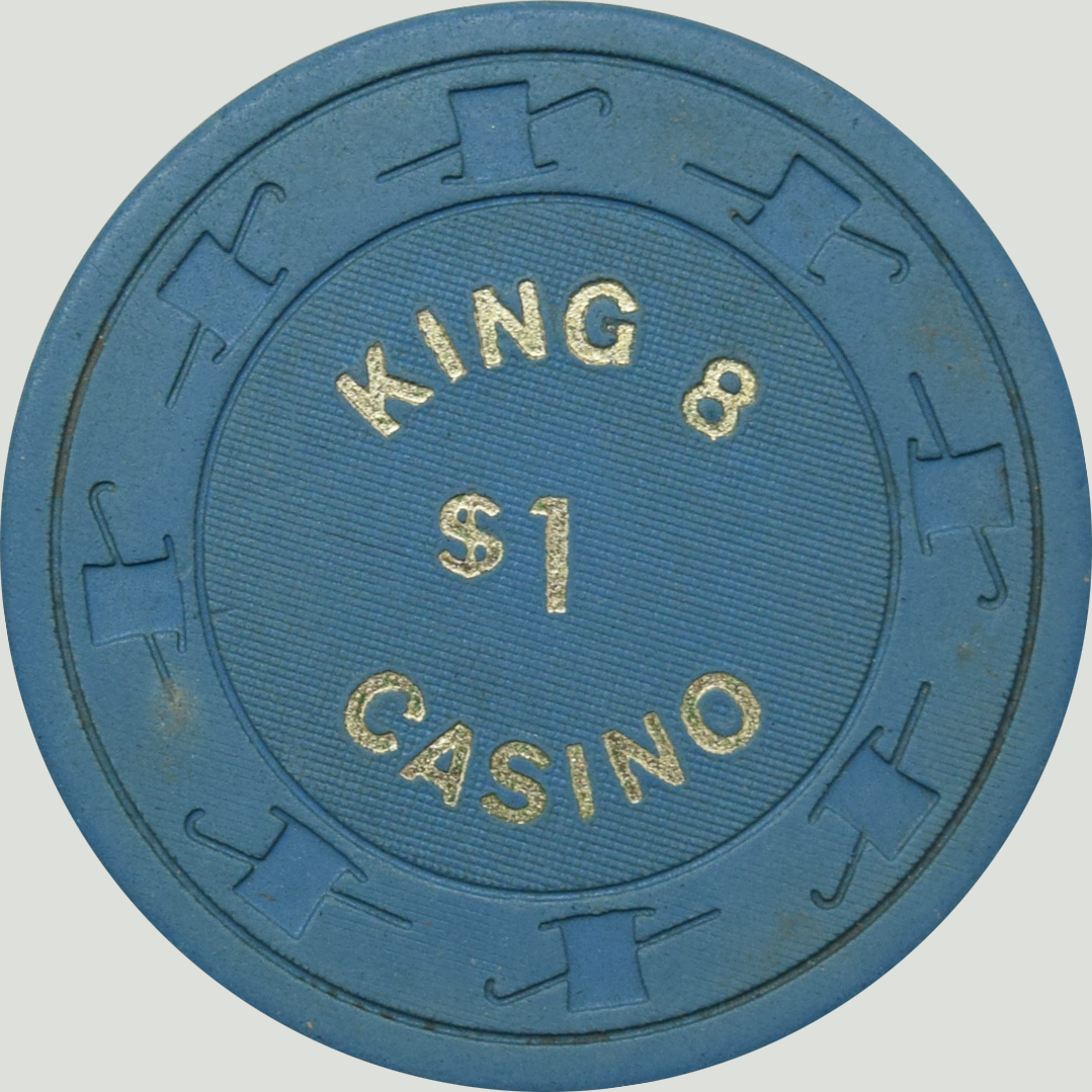 King 8 Casino Las Vegas Nevada $1 Chip 1980s (Solid Blue Small $1)