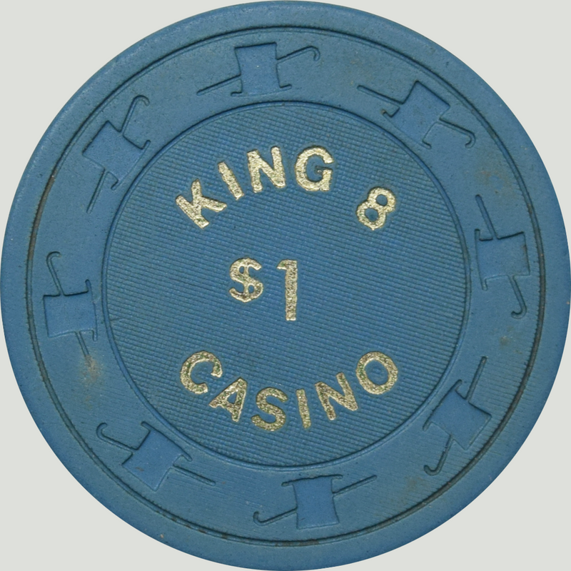 King 8 Casino Las Vegas Nevada $1 Chip 1980s (Solid Blue Small $1)
