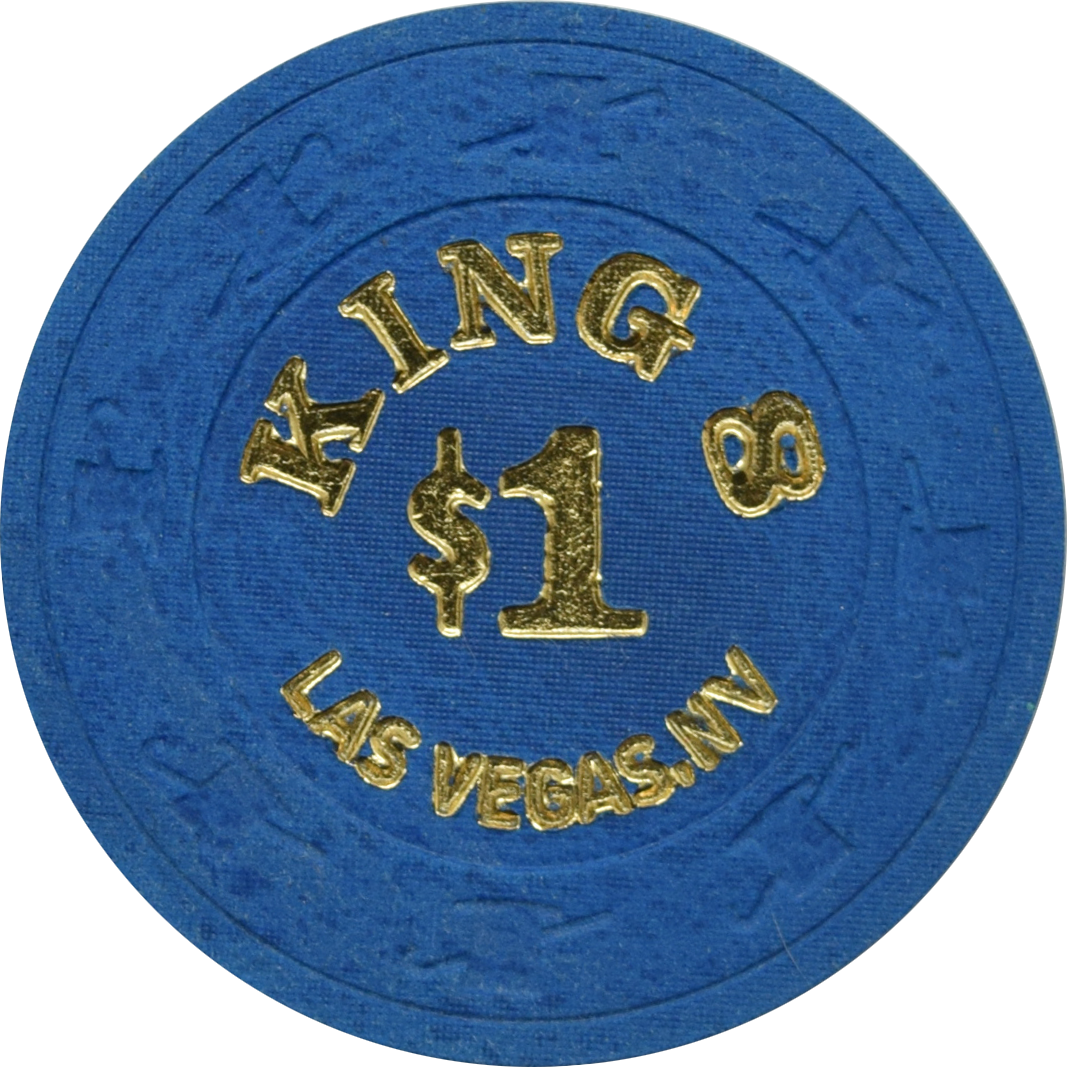 King 8 Casino Las Vegas Nevada $1 Chip 1980s (Solid Blue Large $1)