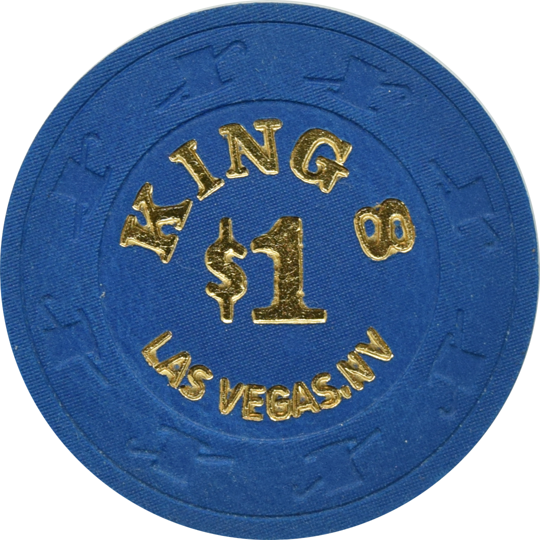 King 8 Casino Las Vegas Nevada $1 Chip 1980s (Solid Blue Large $1)