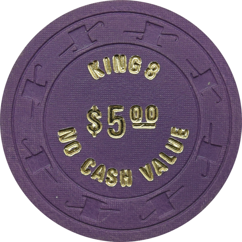 King 8 Casino Las Vegas Nevada $5 No Cash Value Chip 1970s