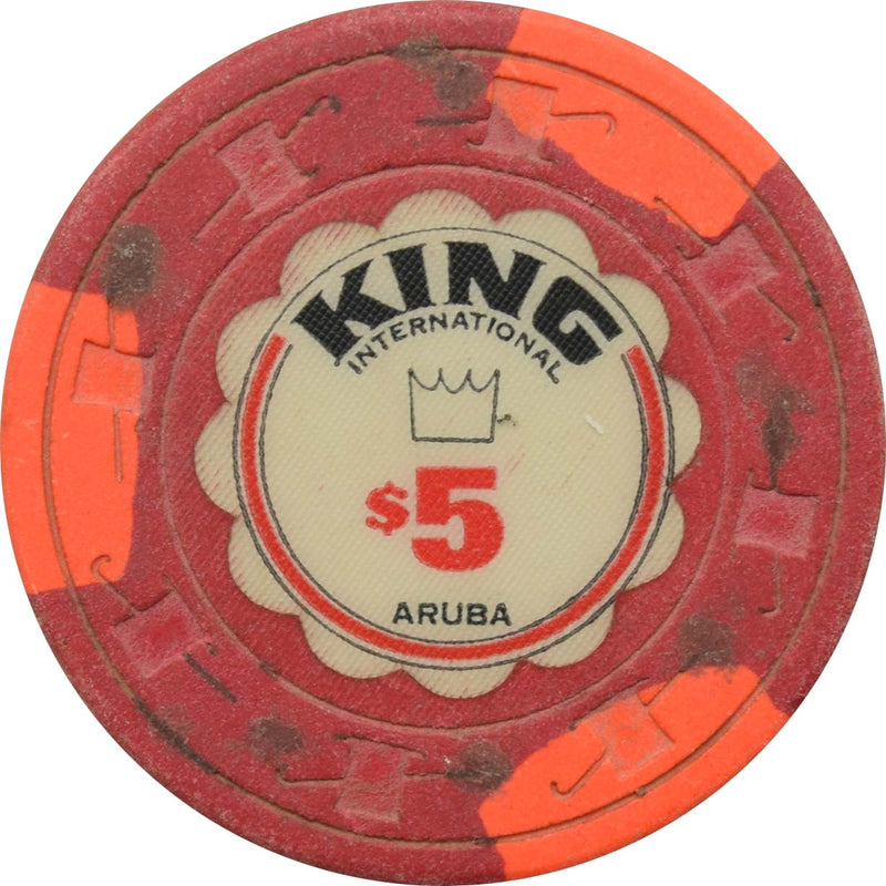 King International Casino Palm Beach Aruba $5 Orange Edge Spots Chip