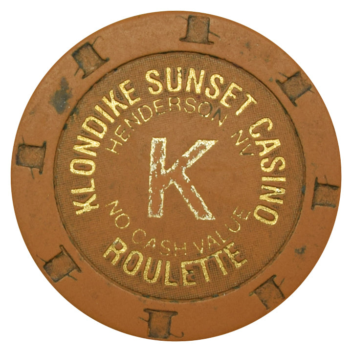 Klondike Sunset Casino Henderson Nevada Ochre K Roulette Chip 1999