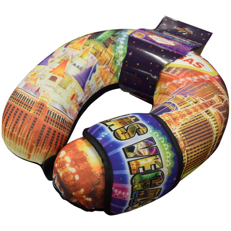 Las Vegas Theme Travel Purple Neck Pillow With Memory Foam and Eye Mask