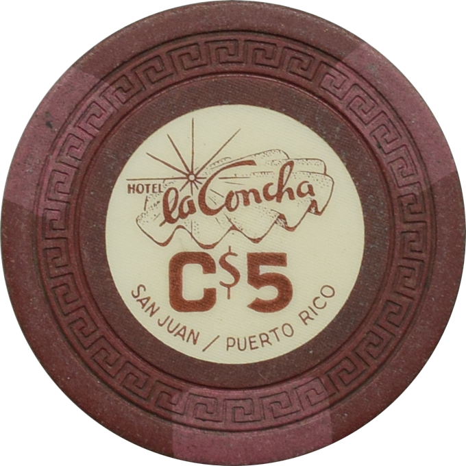 La Concha Casino San Juan Puerto Rico C $5 Chip