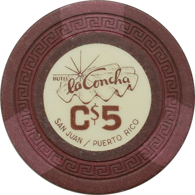 La Concha Casino San Juan Puerto Rico C $5 Chip
