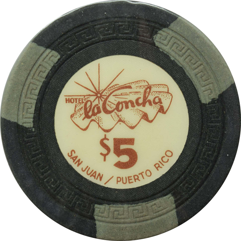 La Concha Casino San Juan Puerto Rico $5 Black Small Key Chip