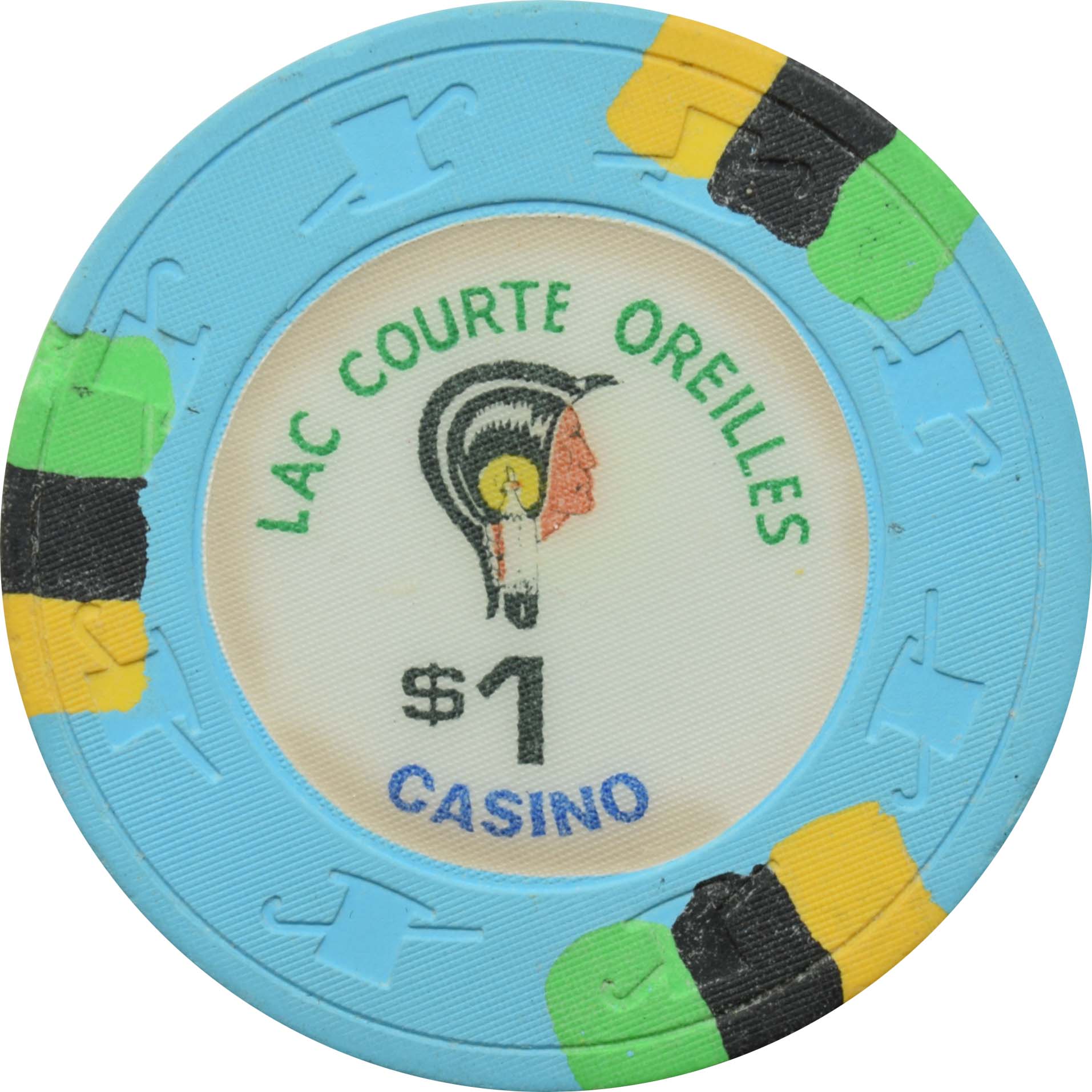 Lac Courte Oreilles Casino Hayward Wisconsin $1 Chip