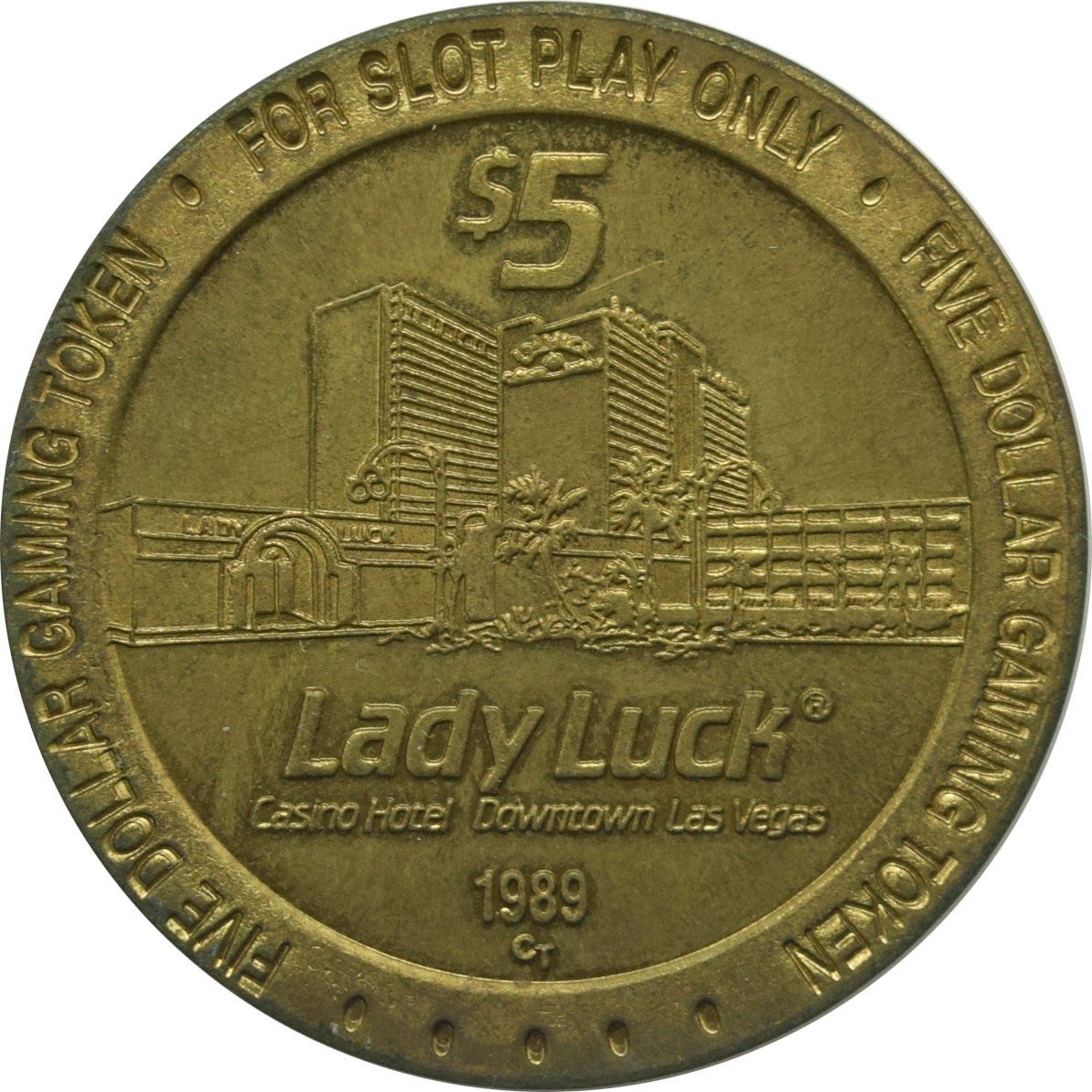 Lady Luck Casino Las Vegas Nevada $5 Token 1989