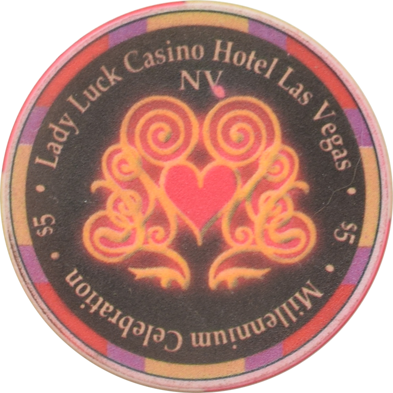 Lady Luck Casino Las Vegas Nevada $5 Millennium Chip 1999