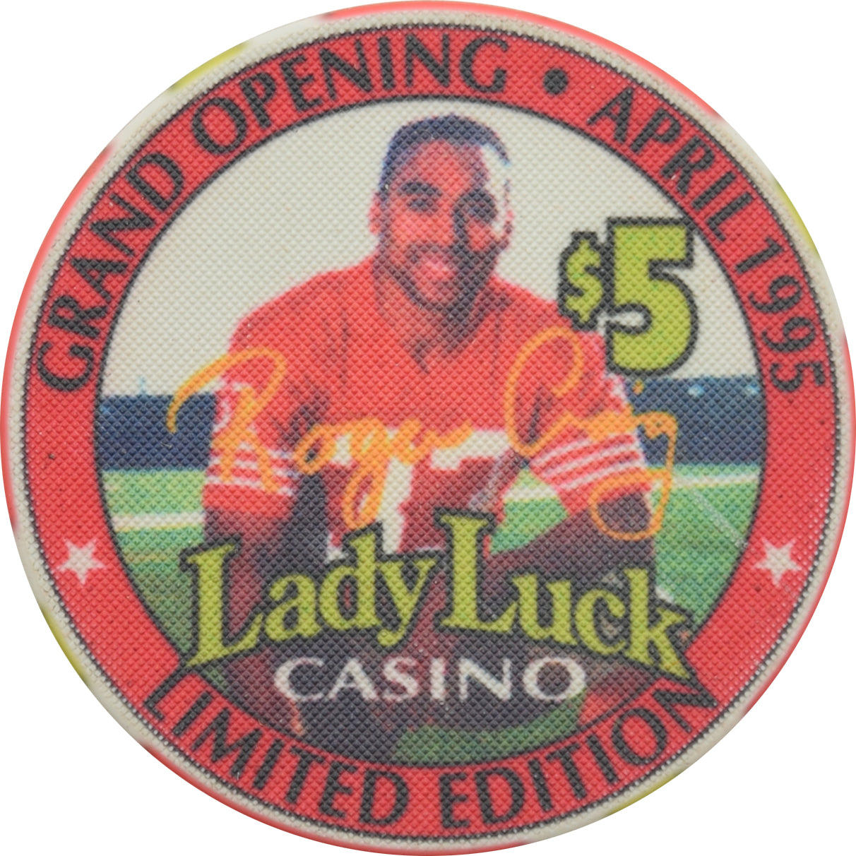 Lady Luck Casino Bettendorf Iowa $5 Grand Opening Roger Craig Chip