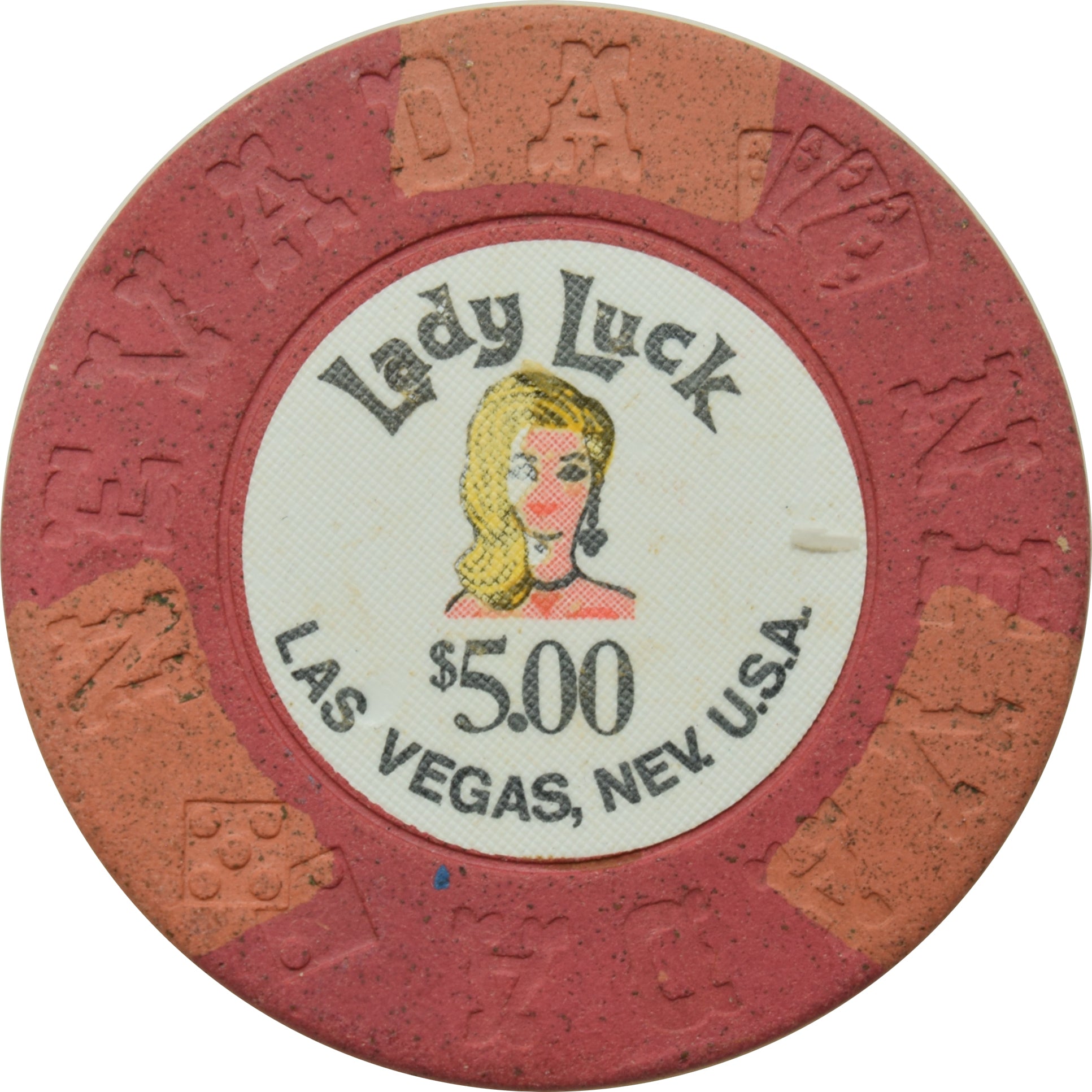 Lady Luck Casino Las Vegas Nevada $5 Chip 1972