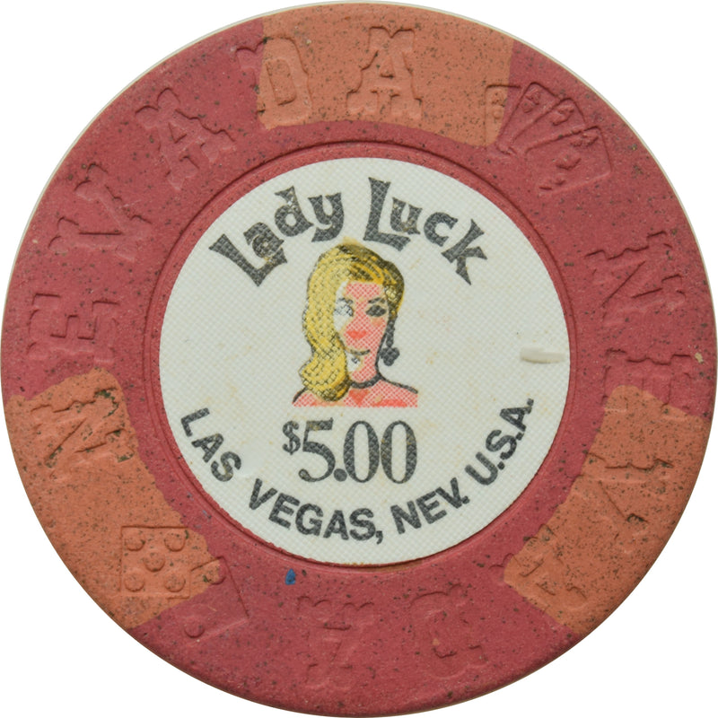 Lady Luck Casino Las Vegas Nevada $5 Chip 1972