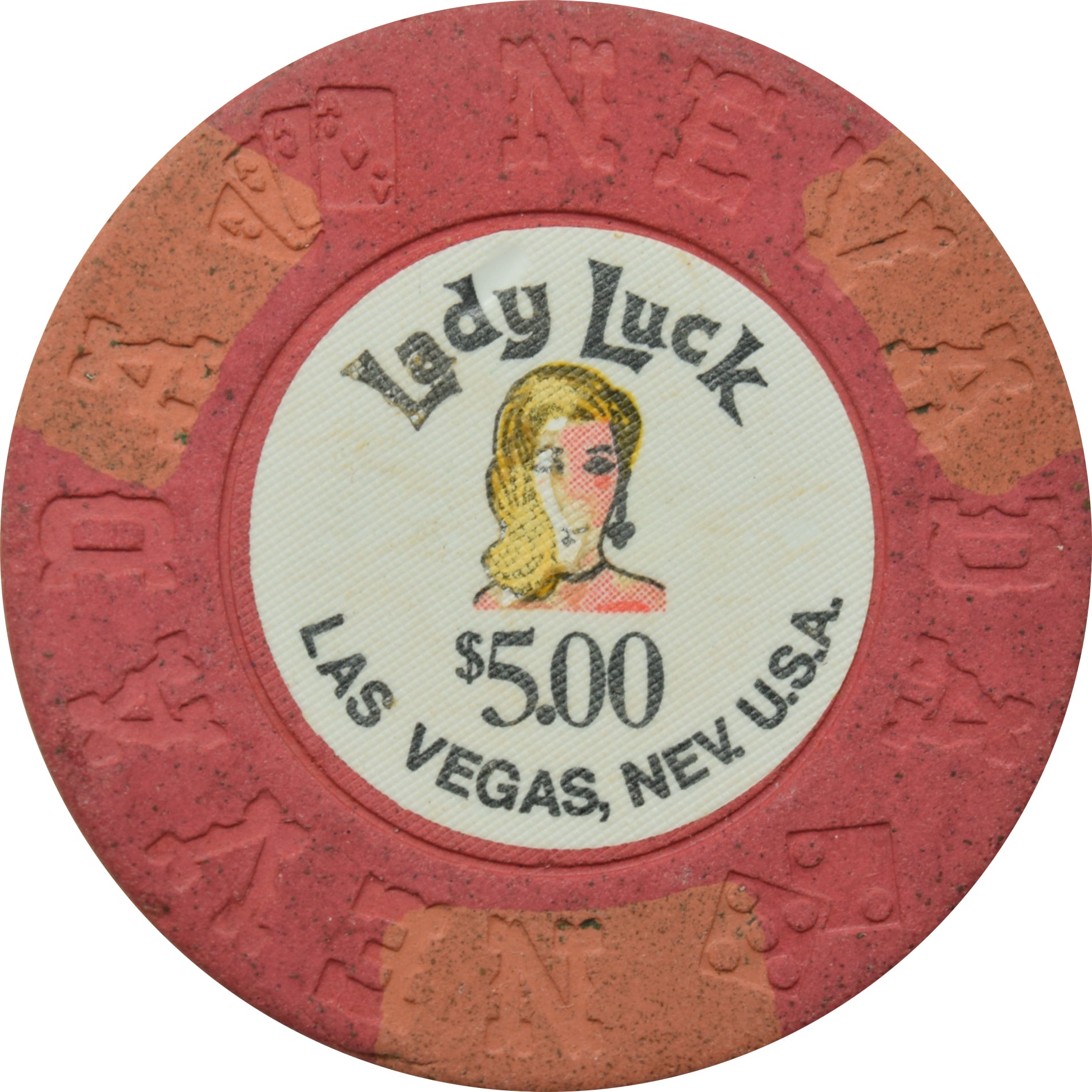 Lady Luck Casino Las Vegas Nevada $5 Chip 1972