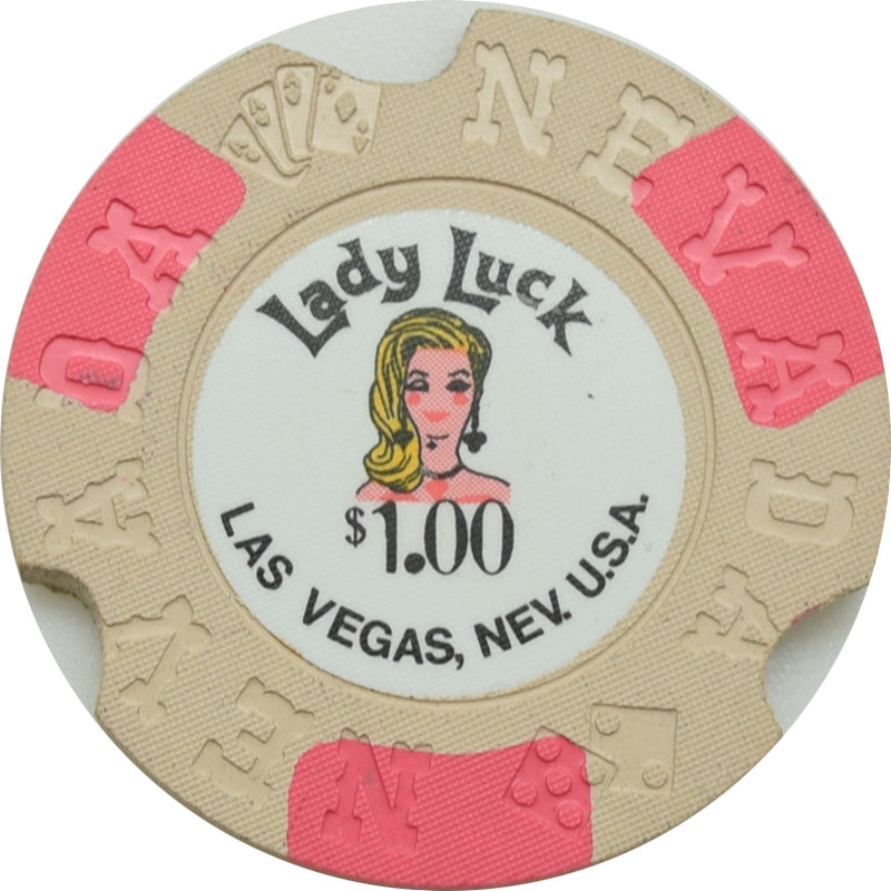 Lady Luck Casino Las Vegas Nevada $1 Cancelled Chip 1973
