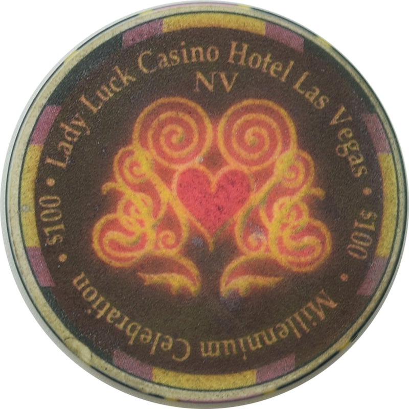 Lady Luck Casino Las Vegas Nevada $100 Millennium 2000 Chip 1999