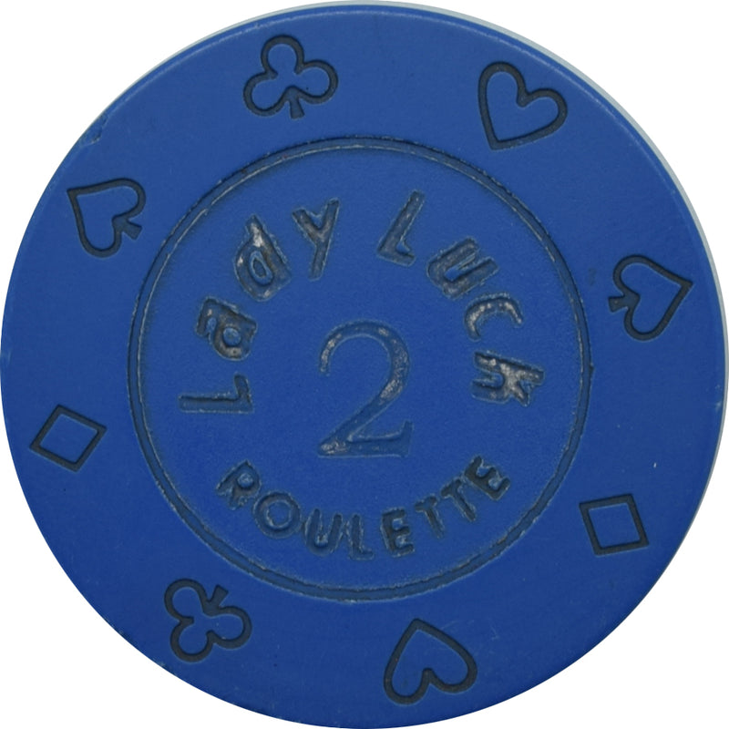Lady Luck Casino Las Vegas Nevada Roulette 2 Blue Chip 1980s
