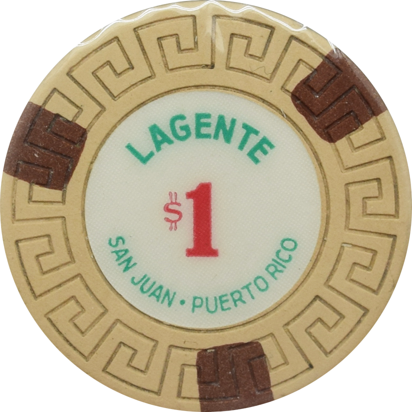 Lagente (Borinquen) Casino San Juan Puerto Rico $1 3 Brown Edge Spots Chip