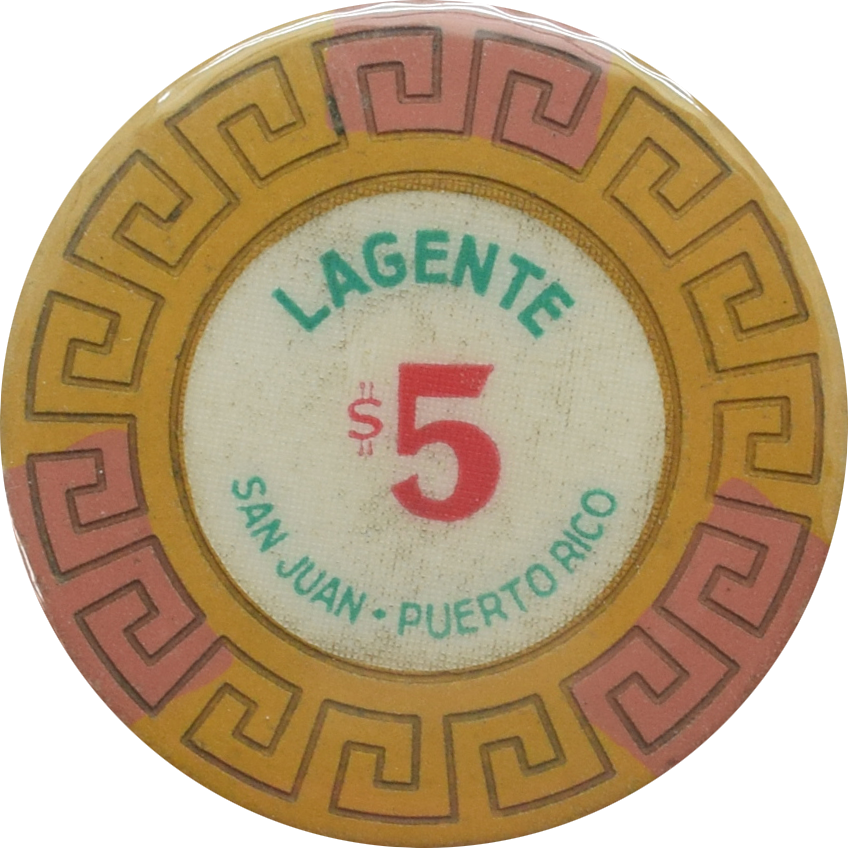 Lagente (Borinquen) Casino San Juan Puerto Rico $5 Chip