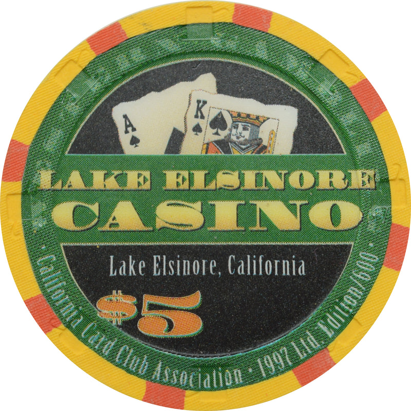 Lake Elsinore Casino Lake Elsinore California $5 Western Gambling Chip