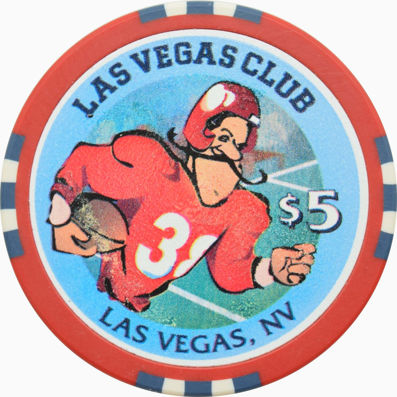 Las Vegas Club Casino Las Vegas Nevada $5 Football Player Chip 1996