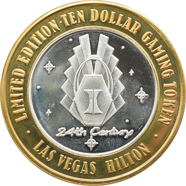 Las Vegas Hilton Casino "24th Century" $10 Silver Strike .999 Fine Silver 1998