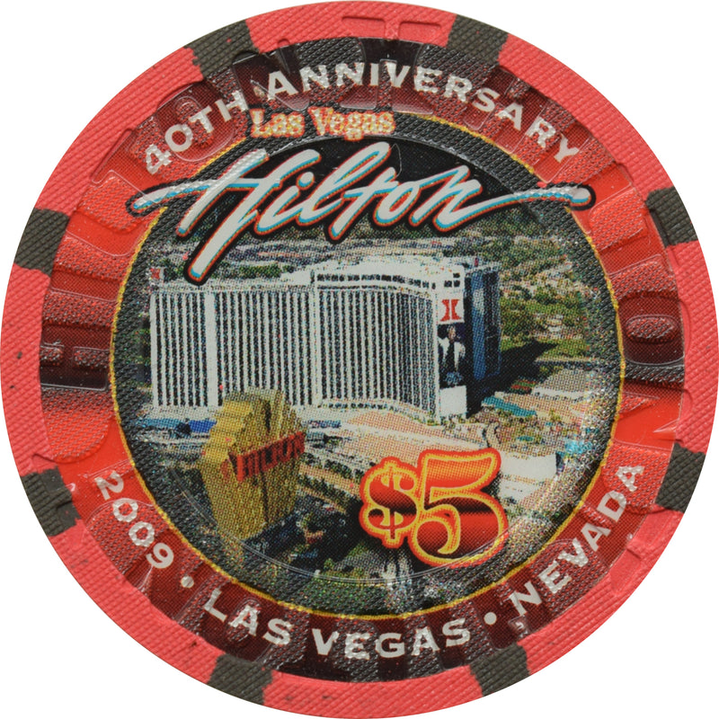 Las Vegas Hilton Casino Las Vegas Nevada $5 40th Anniversary Chip 2009