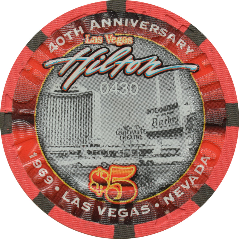 Las Vegas Hilton Casino Las Vegas Nevada $5 40th Anniversary Chip 2009