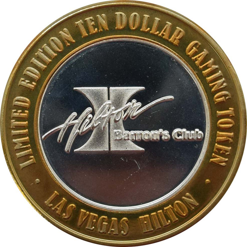 Las Vegas Hilton Casino Las Vegas "Barron's Club" $10 Silver Strike .999 Fine Silver 1998
