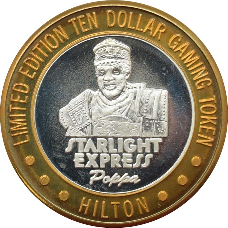 Las Vegas Hilton Casino Las Vegas "Starlight Express Poppa" $10 Silver Strike .999 Fine Silver 1997