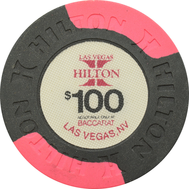 Las Vegas Hilton Casino Las Vegas Nevada $100 Baccarat Chip 1980s 43mm