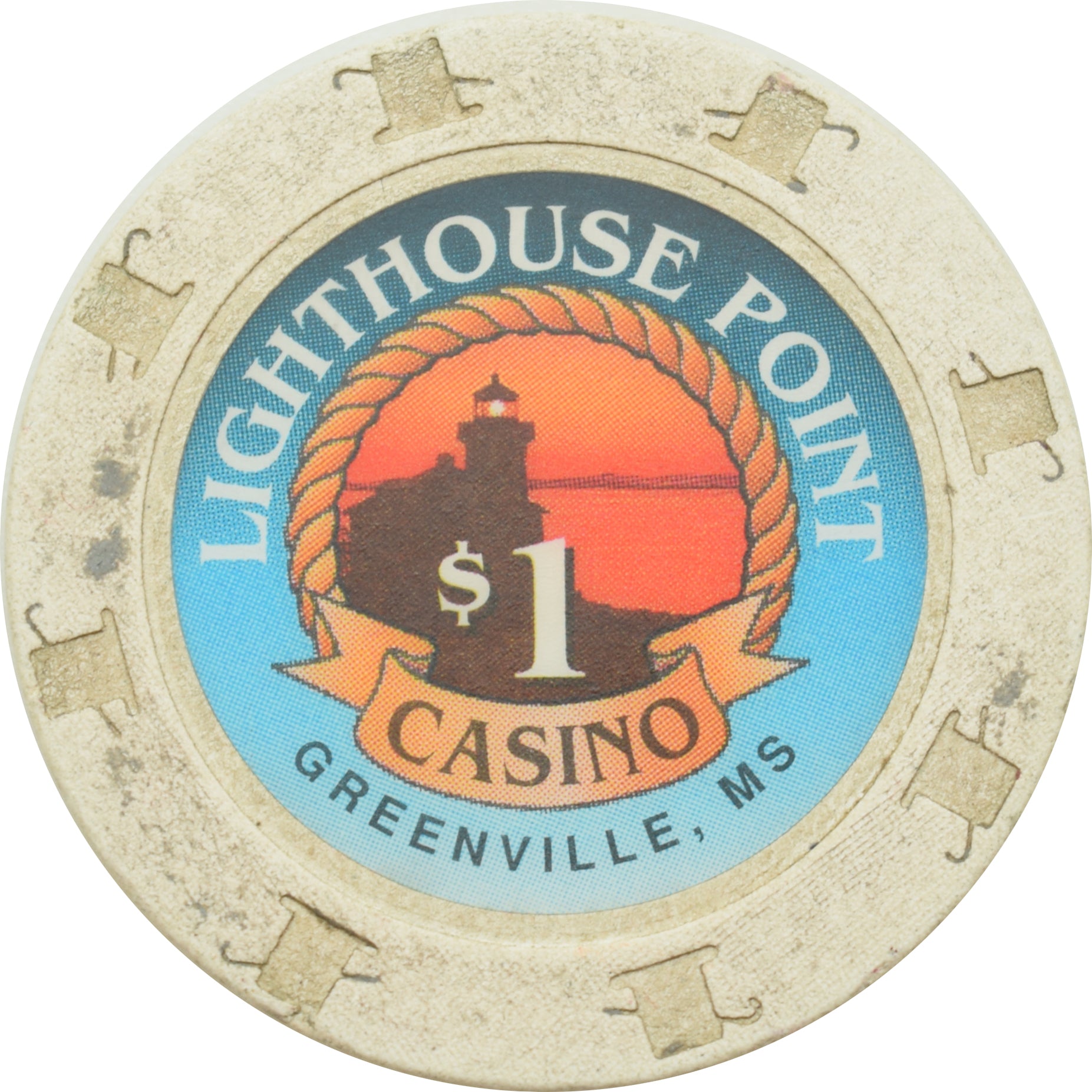 Lighthouse Point Casino Greenville Mississippi $1 Chip