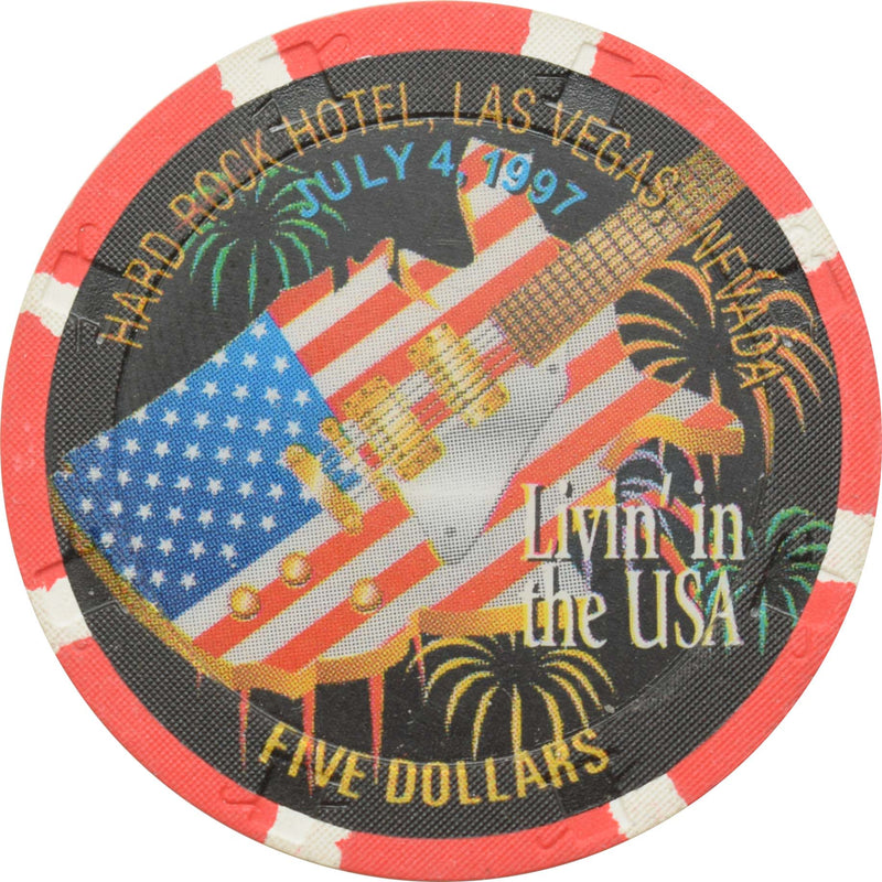 Hard Rock Casino Las Vegas Nevada $5 Independence Day Chip 1997