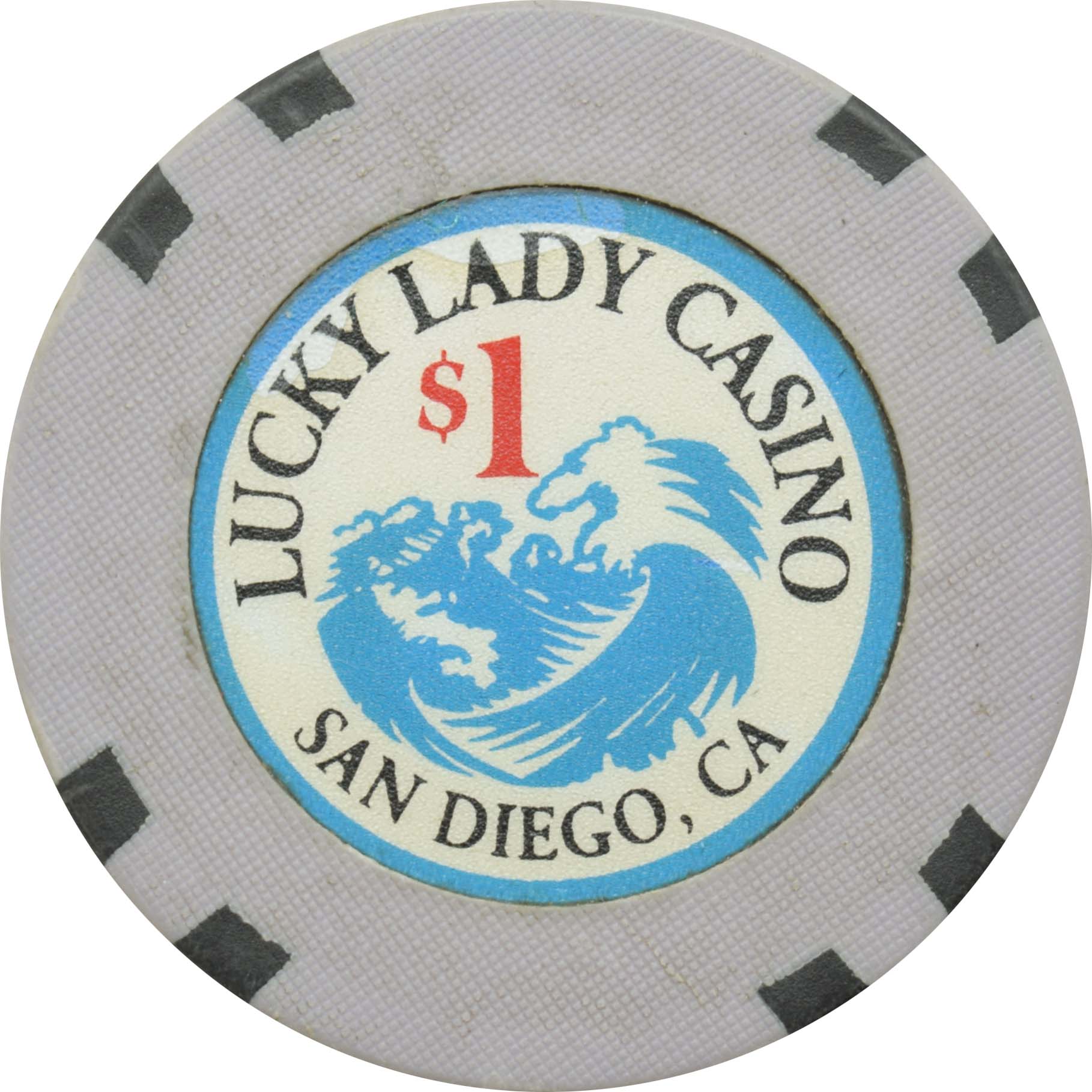 Lucky Lady Cardroom San Diego California $1 Chip