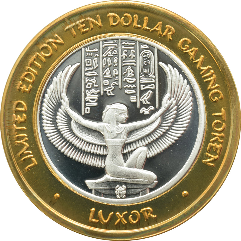 Luxor Casino Las Vegas "Winged Goddess" $10 Silver Strike .999 Fine Silver 1998