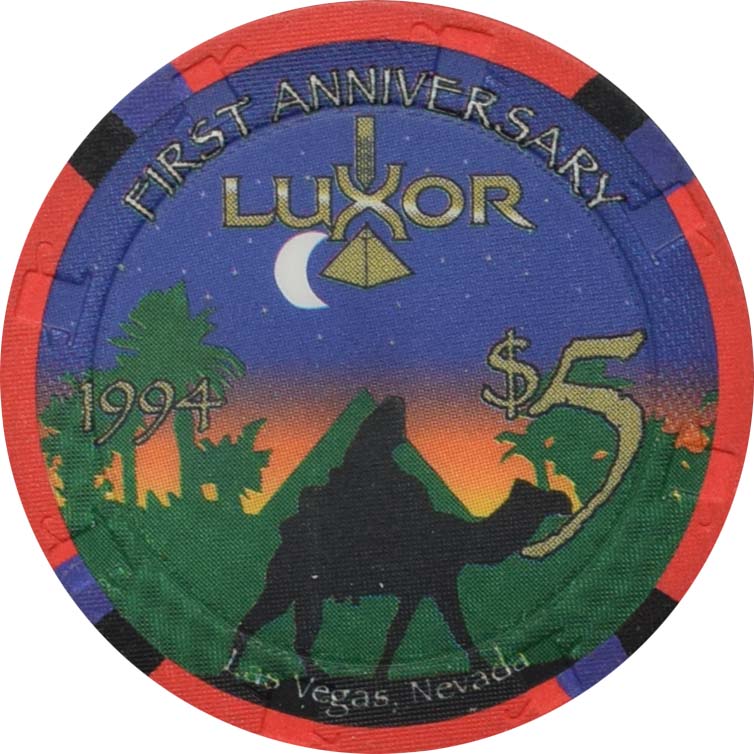 Luxor Casino Las Vegas Nevada $5 First Anniversary Chip 1994
