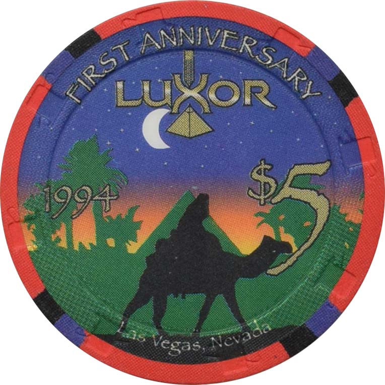 Luxor Casino Las Vegas Nevada $5 First Anniversary Chip 1994