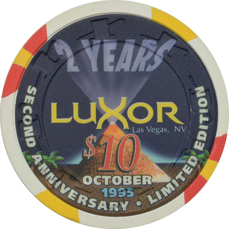 Luxor Casino Las Vegas Nevada $10 2nd Anniversary Chip 1995