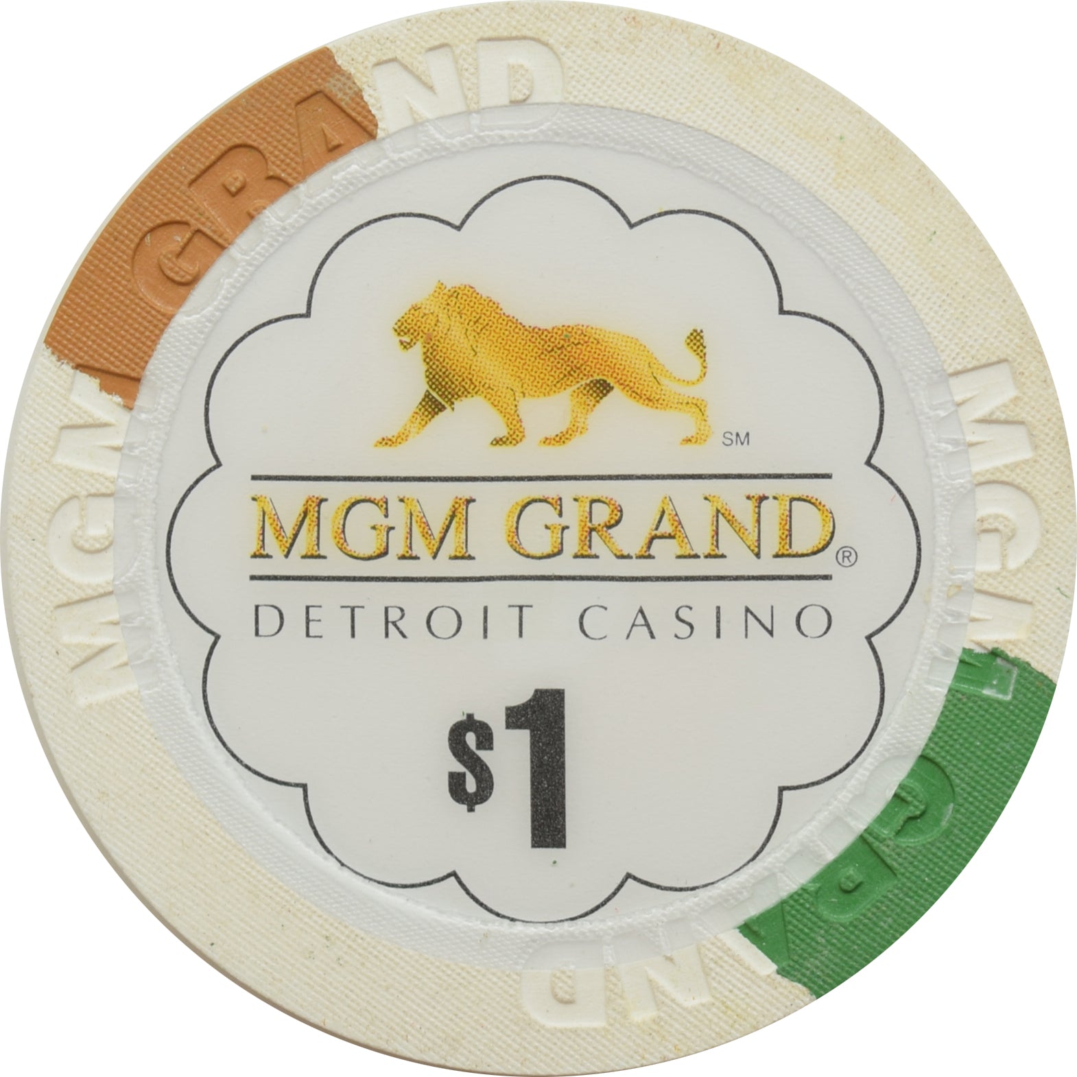 MGM Grand Casino Detroit Michigan $1 Chip