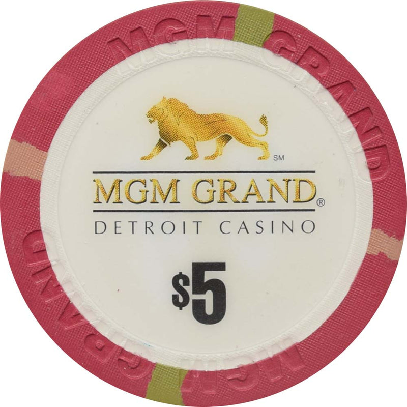 MGM Grand Casino Detroit Michigan $5 Chip
